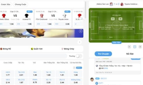 Bảng kèo thể thao 8Xbet với tỷ lệ kèo chấp, tài xỉu và 1X2
