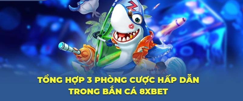 Cá mập cầm ống nhòm minh họa ba phòng cược trong sảnh bắn cá