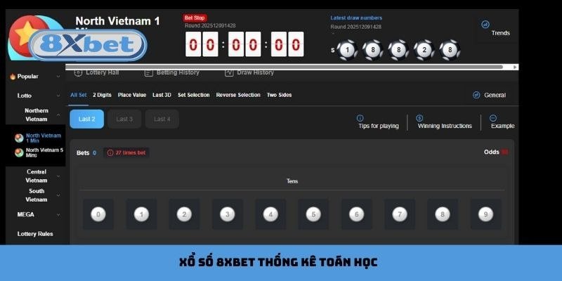 Giao diện xổ số minh họa cách đọc bảng tần suất và mức dao động bình thường