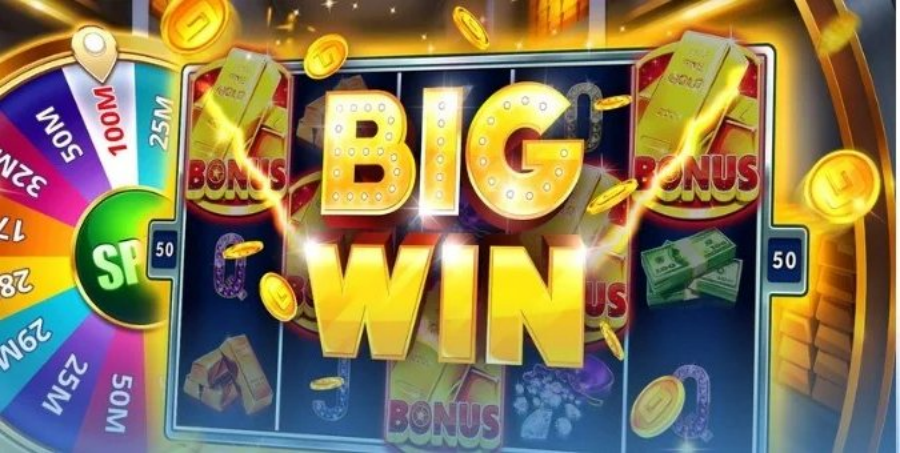 Màn hình Big Win cùng vòng quay bonus minh họa nhịp chơi slot nhanh