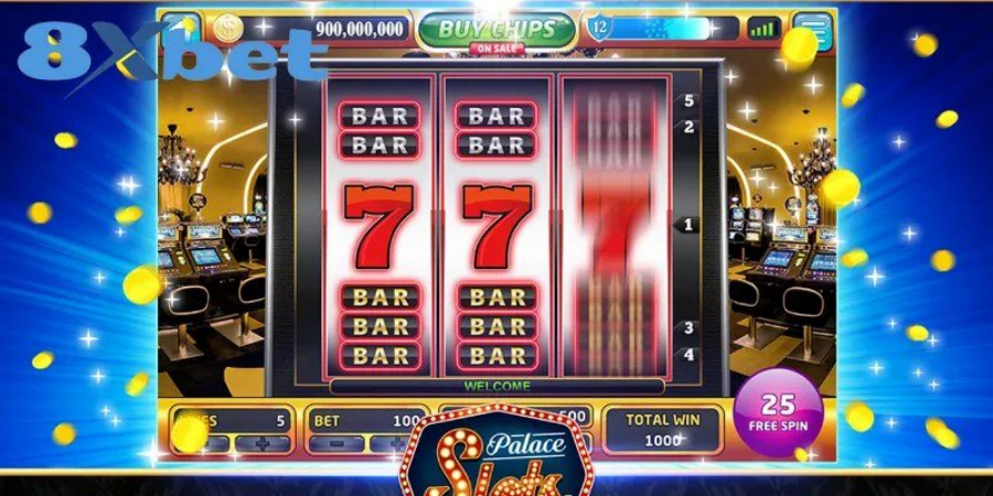 Màn hình slot với payline, mức cược và 25 vòng quay miễn phí