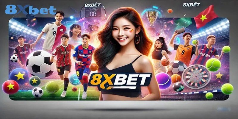 Banner thể thao và giải trí 8Xbet minh họa lộ trình thăng cấp độ VIP