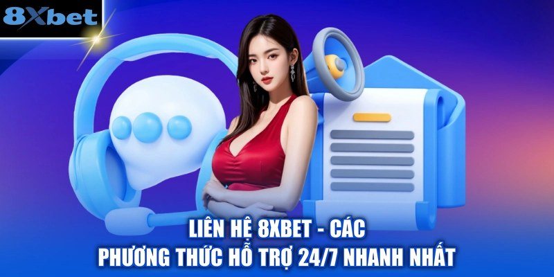 Biểu tượng tai nghe và khung chat minh họa phương thức hỗ trợ 24/7 của 8Xbet