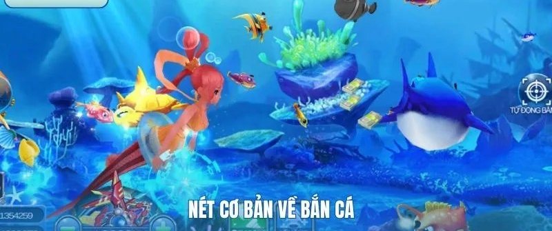 Tiên cá bơi giữa đàn cá nhỏ trong bàn chơi bắn cá tiên online