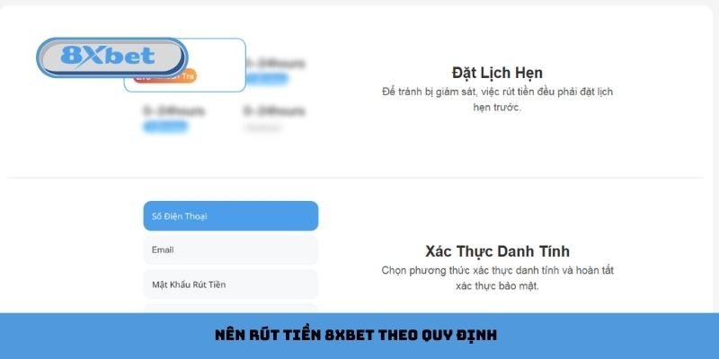 Giao diện xác thực danh tính và đặt mật khẩu rút tiền trên tài khoản 8Xbe