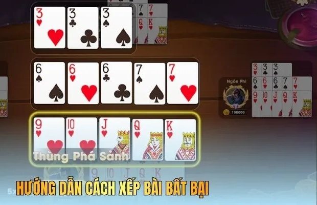 Tay bài mậu binh xếp thùng phá sảnh chi dưới, cù lũ chi giữa và xám 3 chi trên